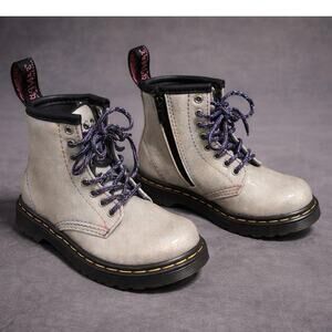 Dr. Martens 1460 T Toddler Glitter Boots Silver Sparkle Lace Up US 7 EU 23